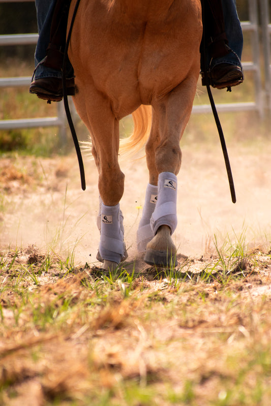 White Tendon Sling Boots - Front