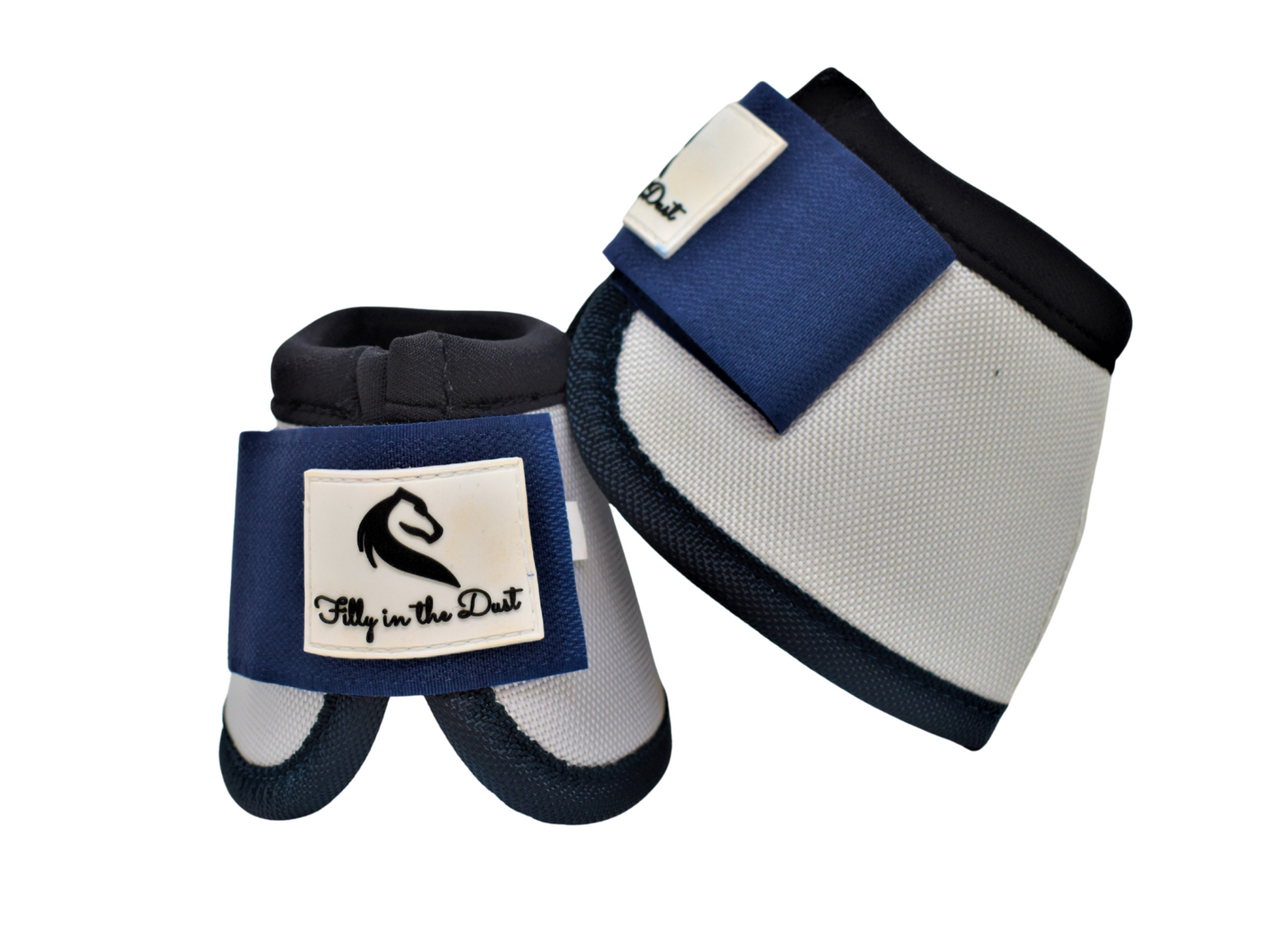 White & Navy Bell Boots