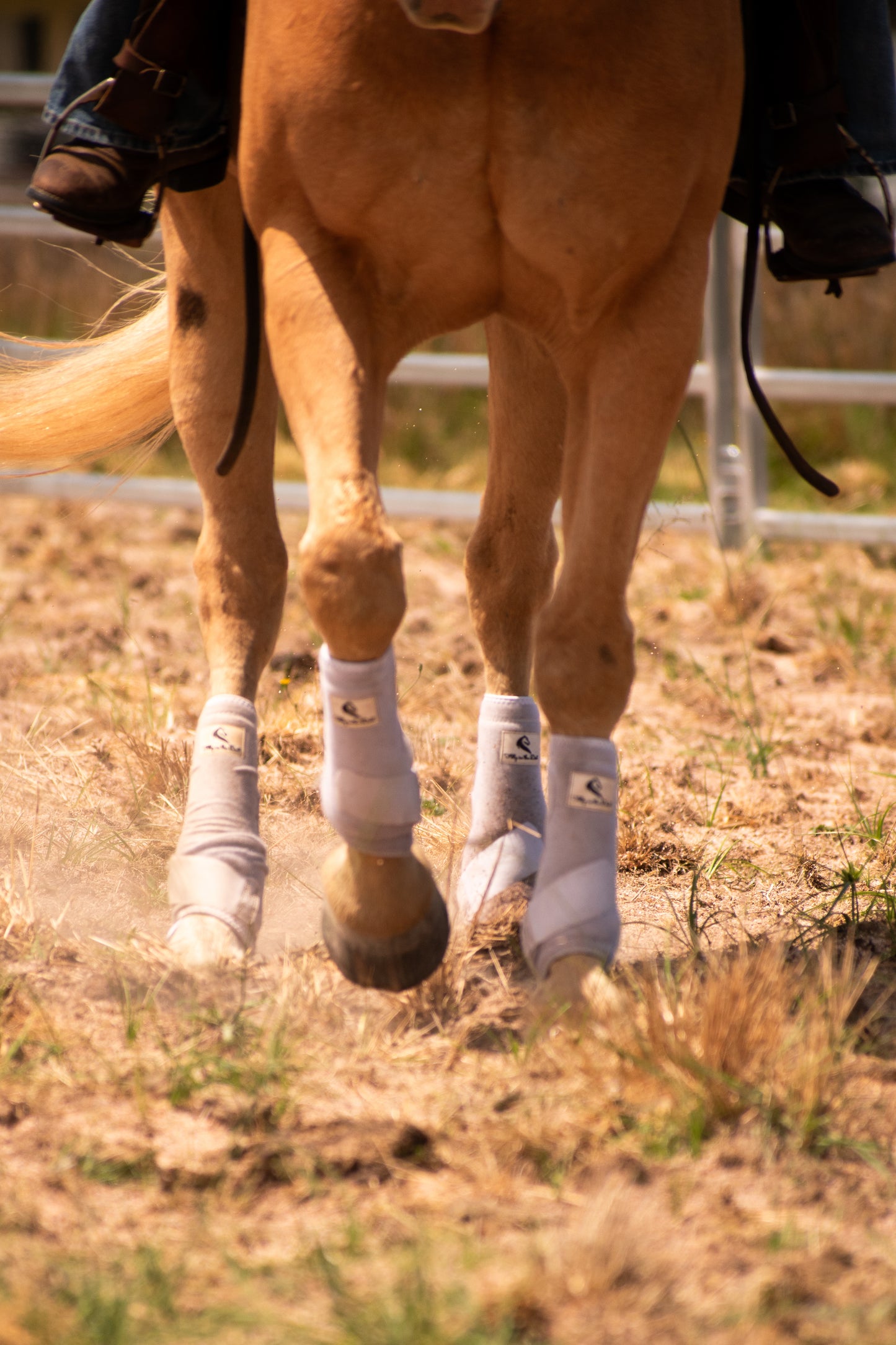 White Tendon Sling Boots - Front