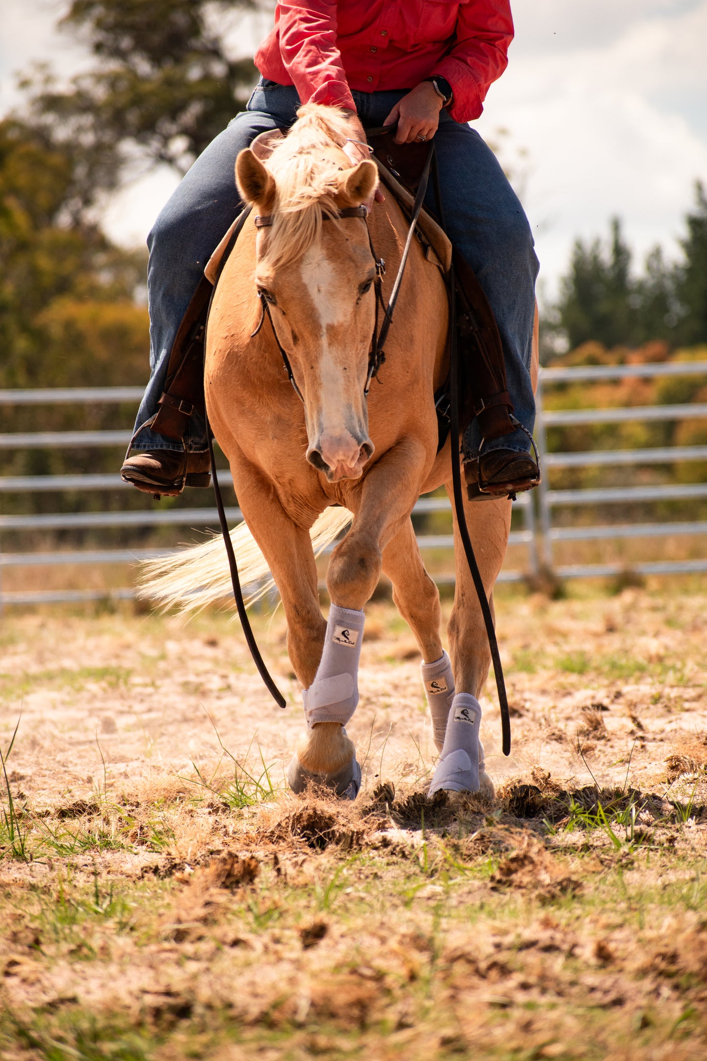 White Tendon Sling Boots - Front