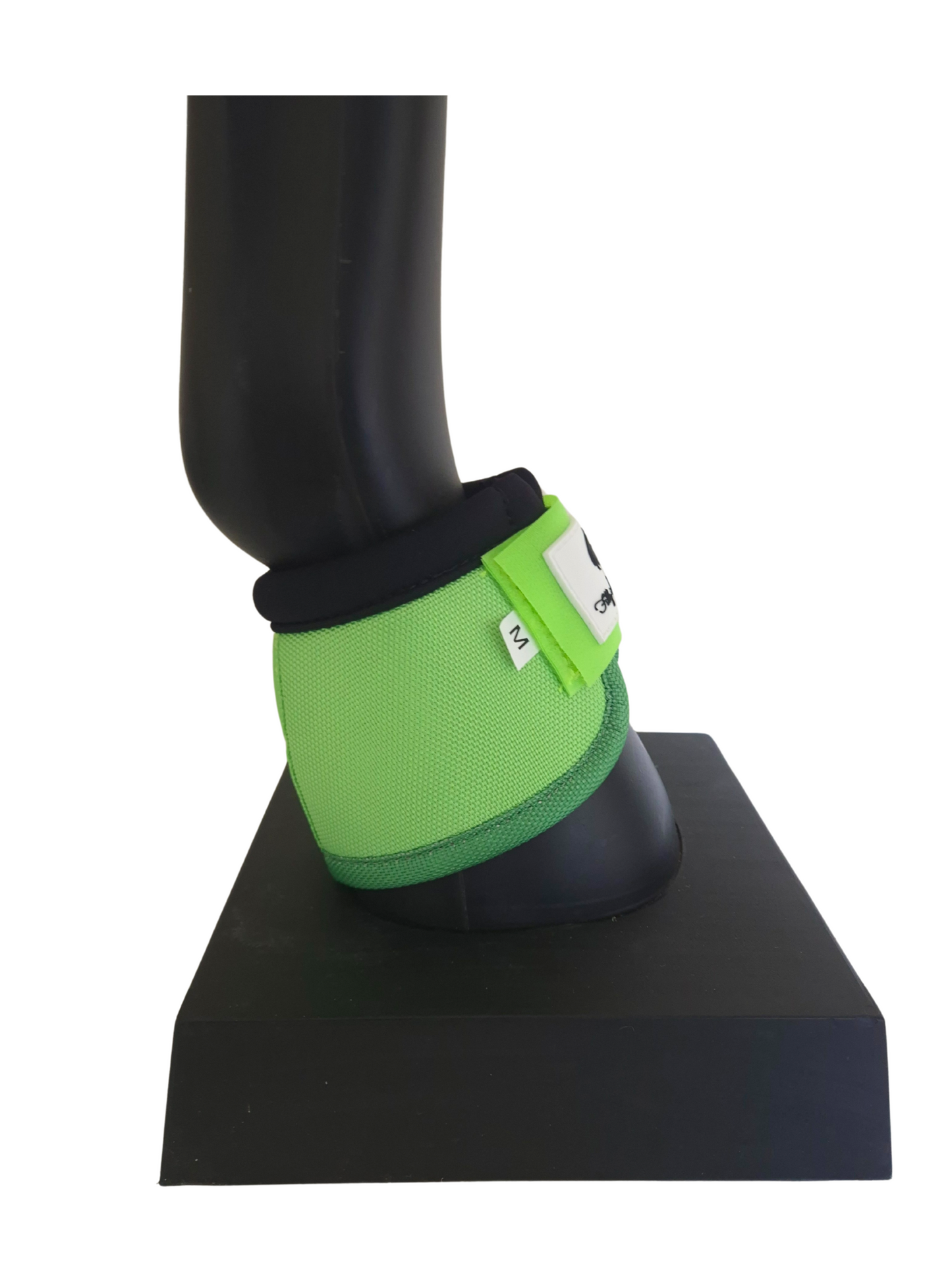 Green protective bell boots with  on a white background