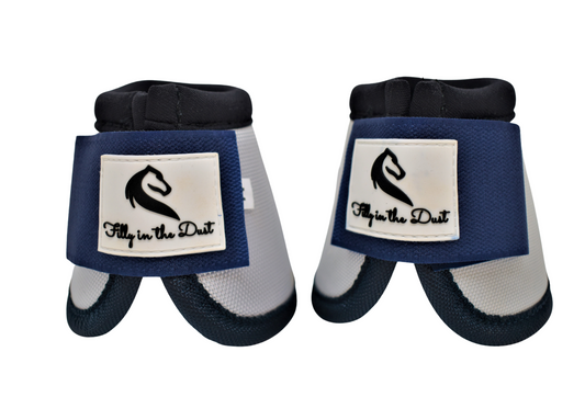 White & Navy Bell Boots