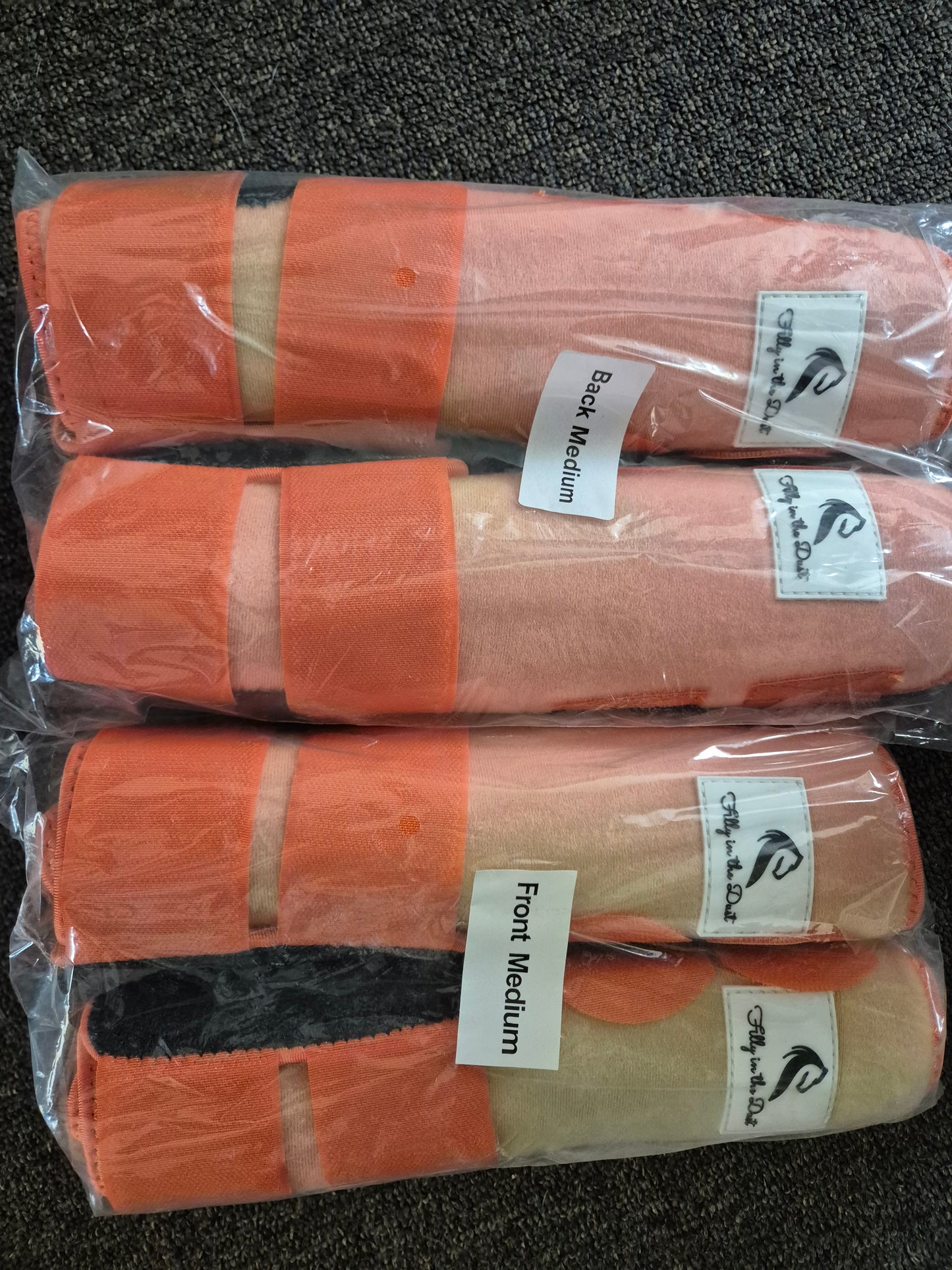 SECONDS -FULL SET (2 x front & 2 x back)  Be Seen Orange  Tendon Boots