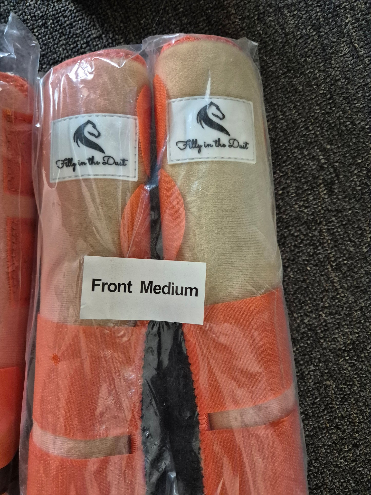 SECONDS -FULL SET (2 x front & 2 x back)  Be Seen Orange  Tendon Boots