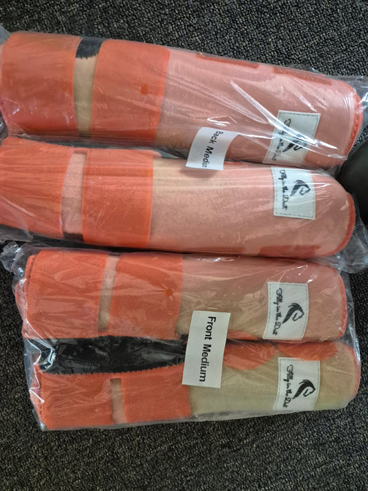 SECONDS -FULL SET (2 x front & 2 x back)  Be Seen Orange  Tendon Boots